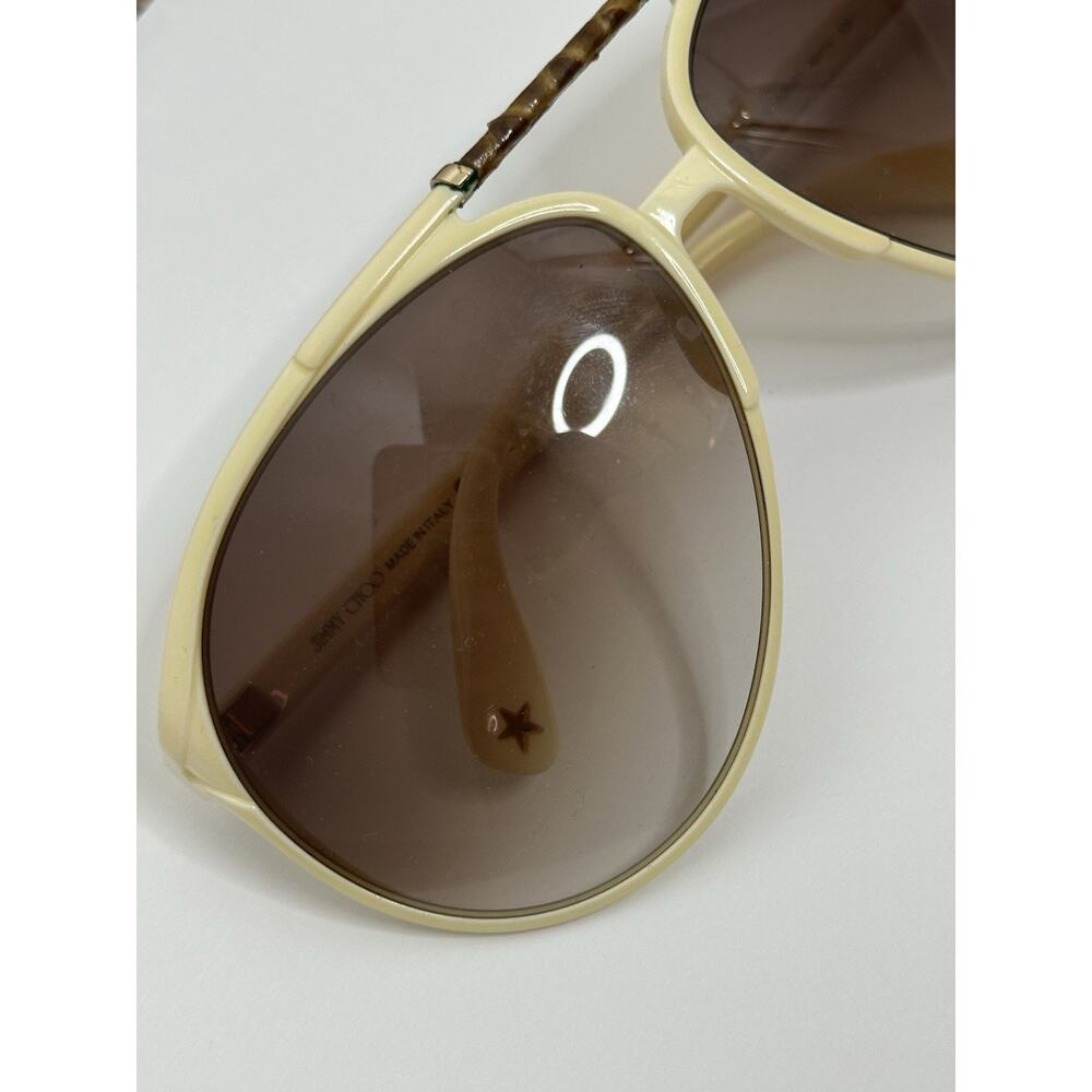 Jimmy Choo Italy Sunglasses Aster/S Beige Large Aviator Pilot Size 65mm Frame - Picture 2 of 6